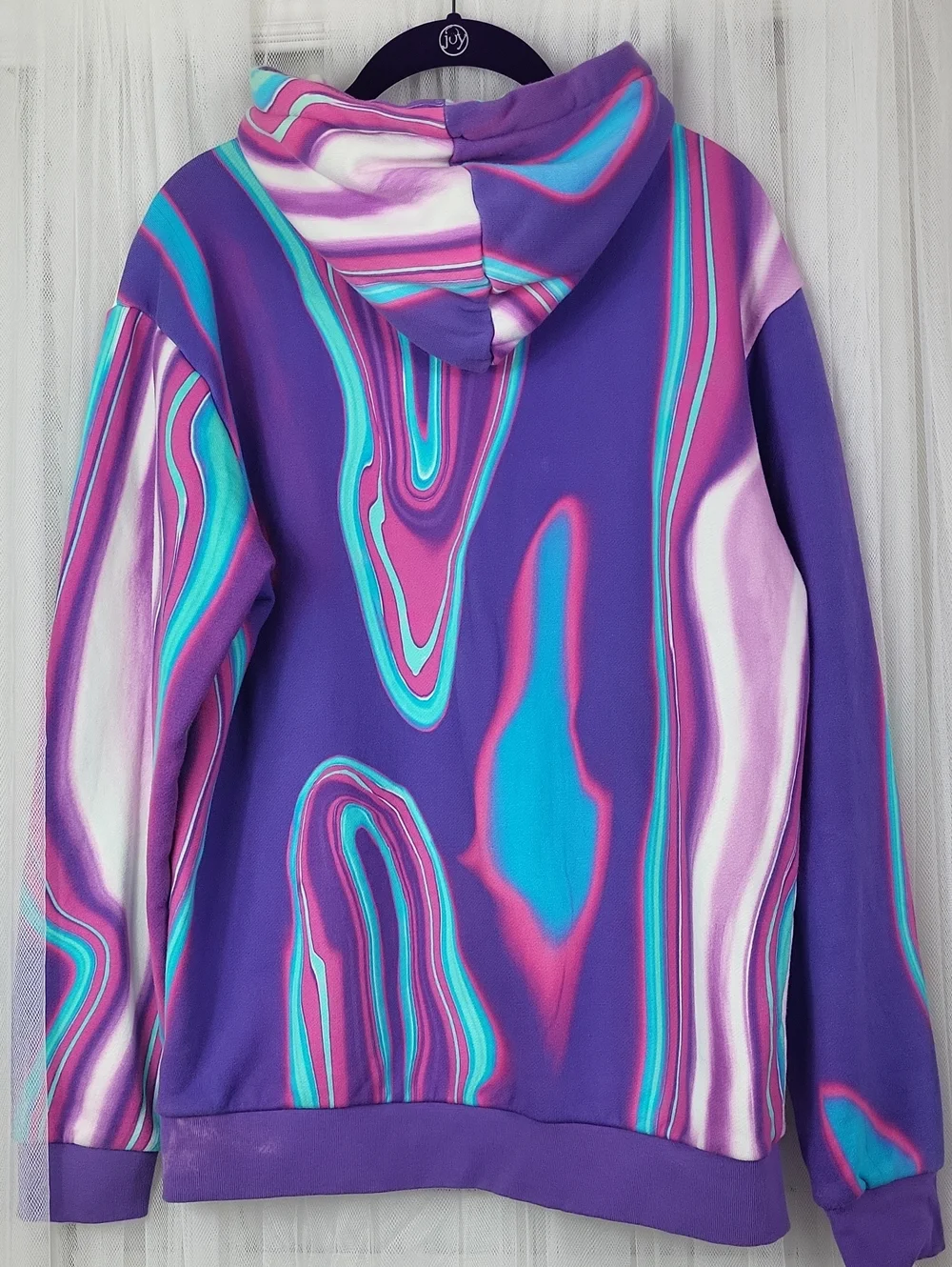 adidas Hyperreal Allover Print Hoodie Purple Men's Sweatshirt. Size S